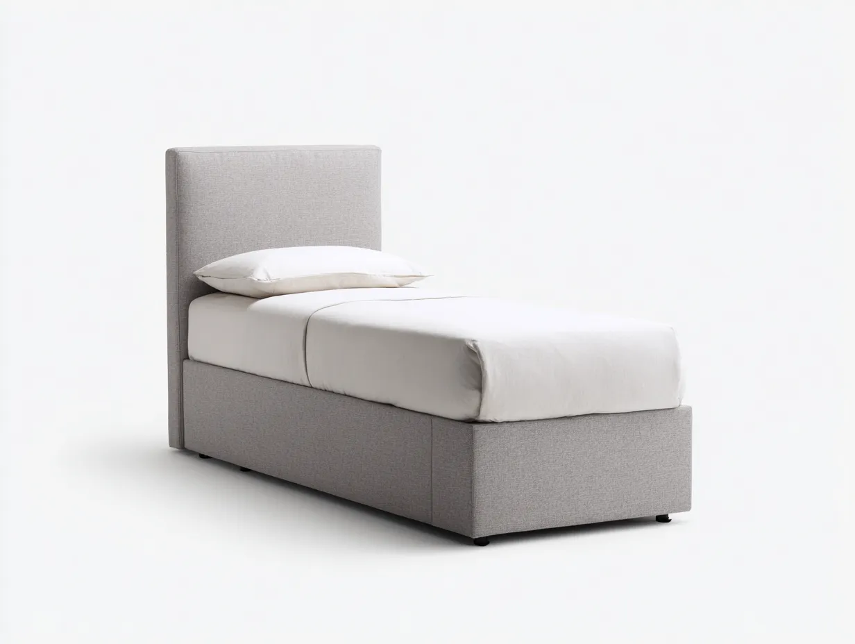 Lit simple tissu rembourré 200x90x95 cm - gris clair - design moderne adapté à la chambre-Marahadecor