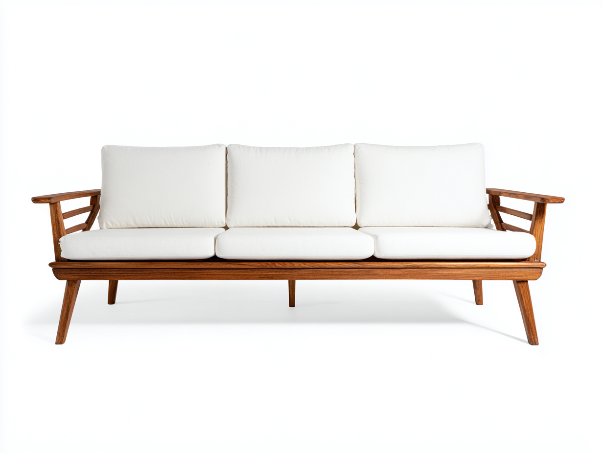 Canapé de jardin bois avec coussins 180x75x80 cm - bois naturel et blanc - design moderne adapté au jardin extérieur-Marahadecor