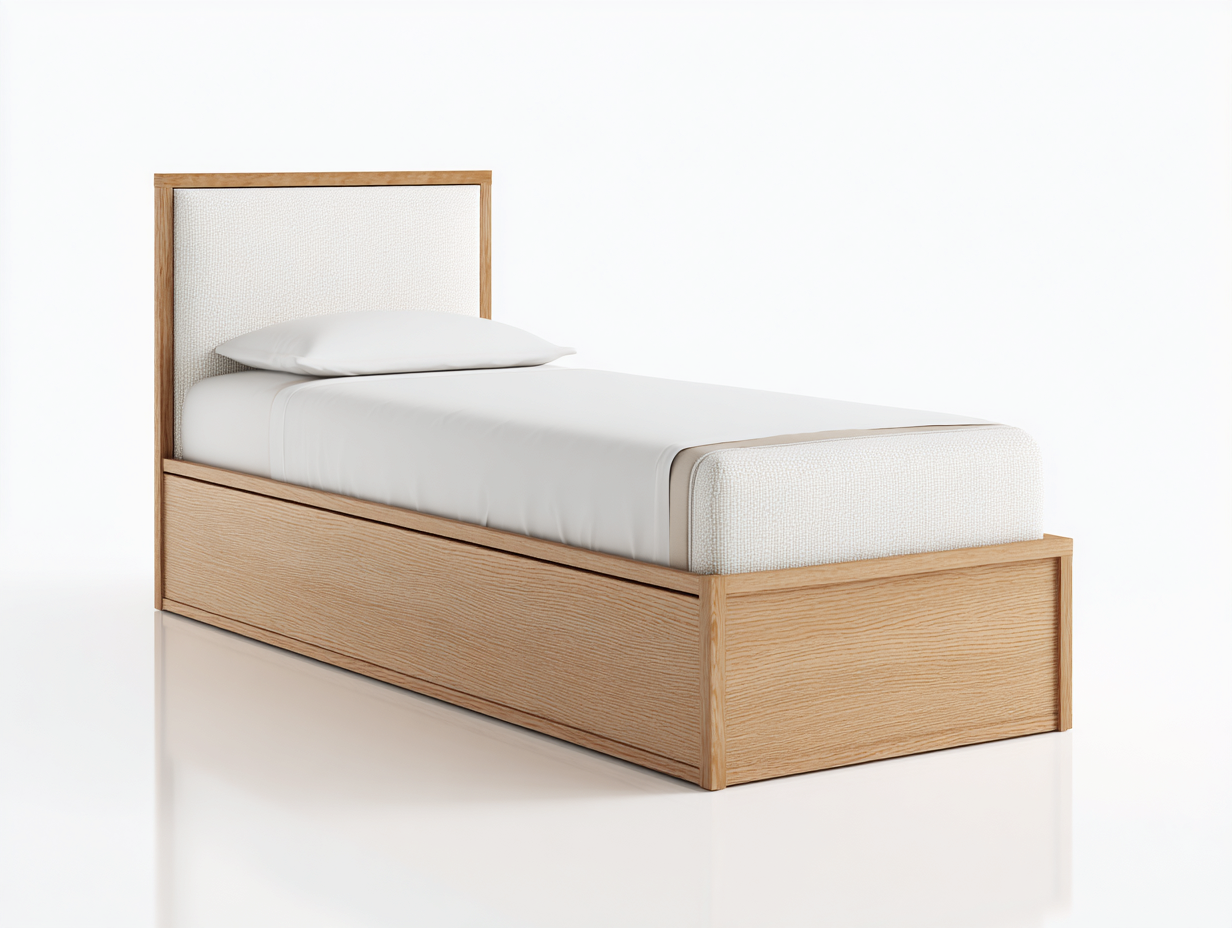 Lit simple bois avec cadre rembourré 200x100x90 cm - bois naturel - design moderne chambre-Marahadecor