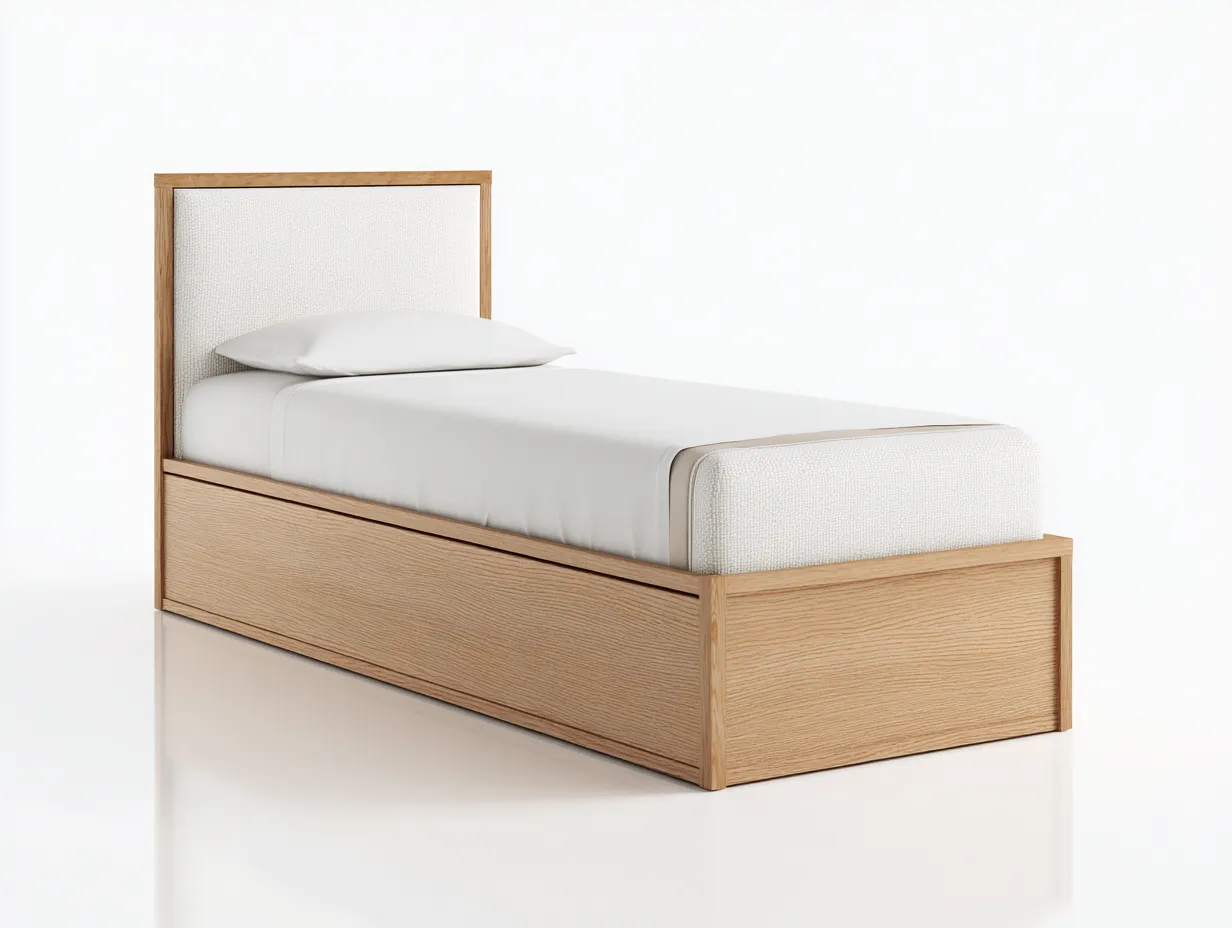 Lit simple bois avec cadre rembourré 200x100x90 cm - bois naturel - design moderne chambre-Marahadecor