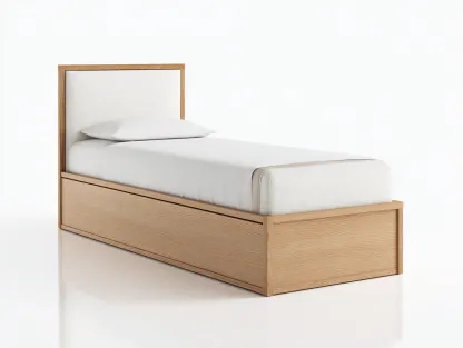 Lit simple bois avec cadre rembourré 200x100x90 cm - bois naturel - design moderne chambre-Marahadecor