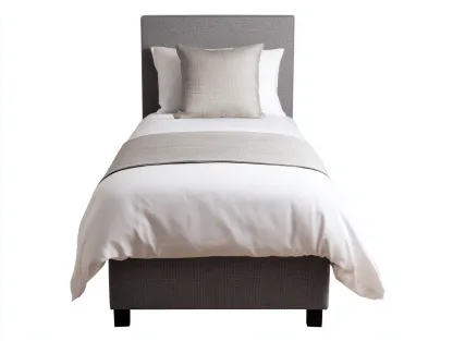Lit simple tissu rembourré avec tête de lit 200x100x105 cm - gris - design moderne chambre-Marahadecor