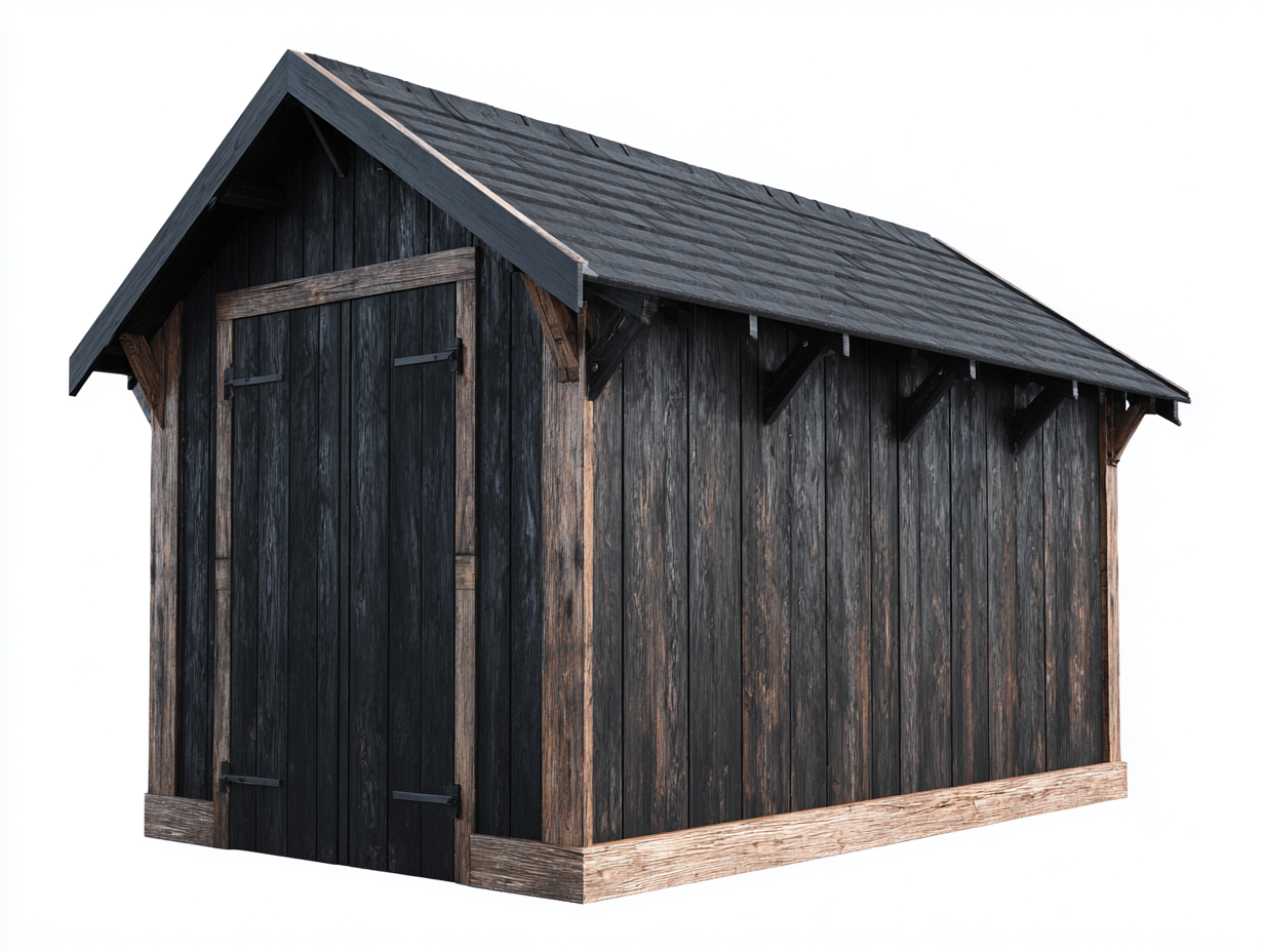 Abri de jardin bois massif 240x160x220 cm - noir vieilli - rangement extérieur jardin style rustique-Marahadecor