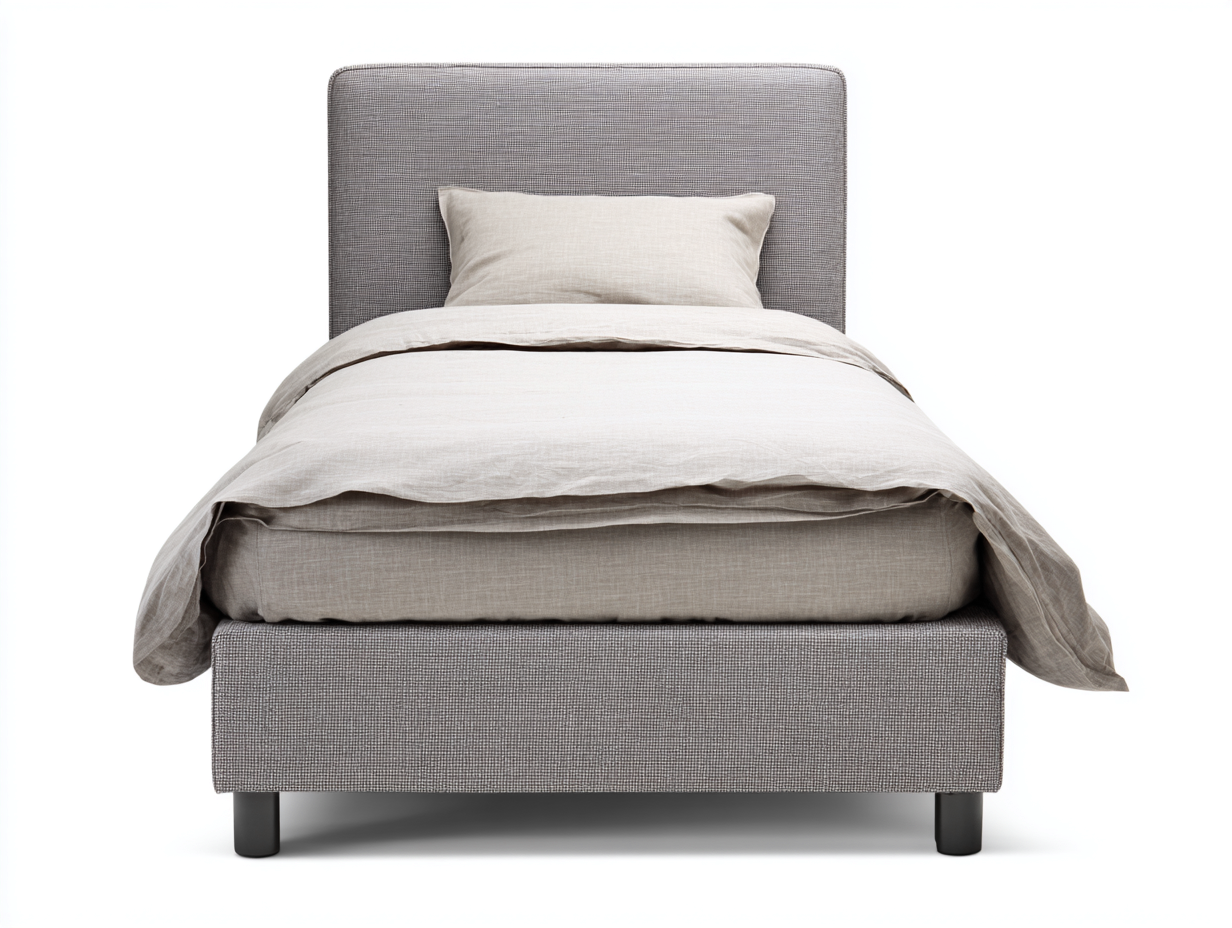 Lit simple tissu rembourré 200x90x95 cm - gris beige - design moderne adapté à la chambre-Marahadecor