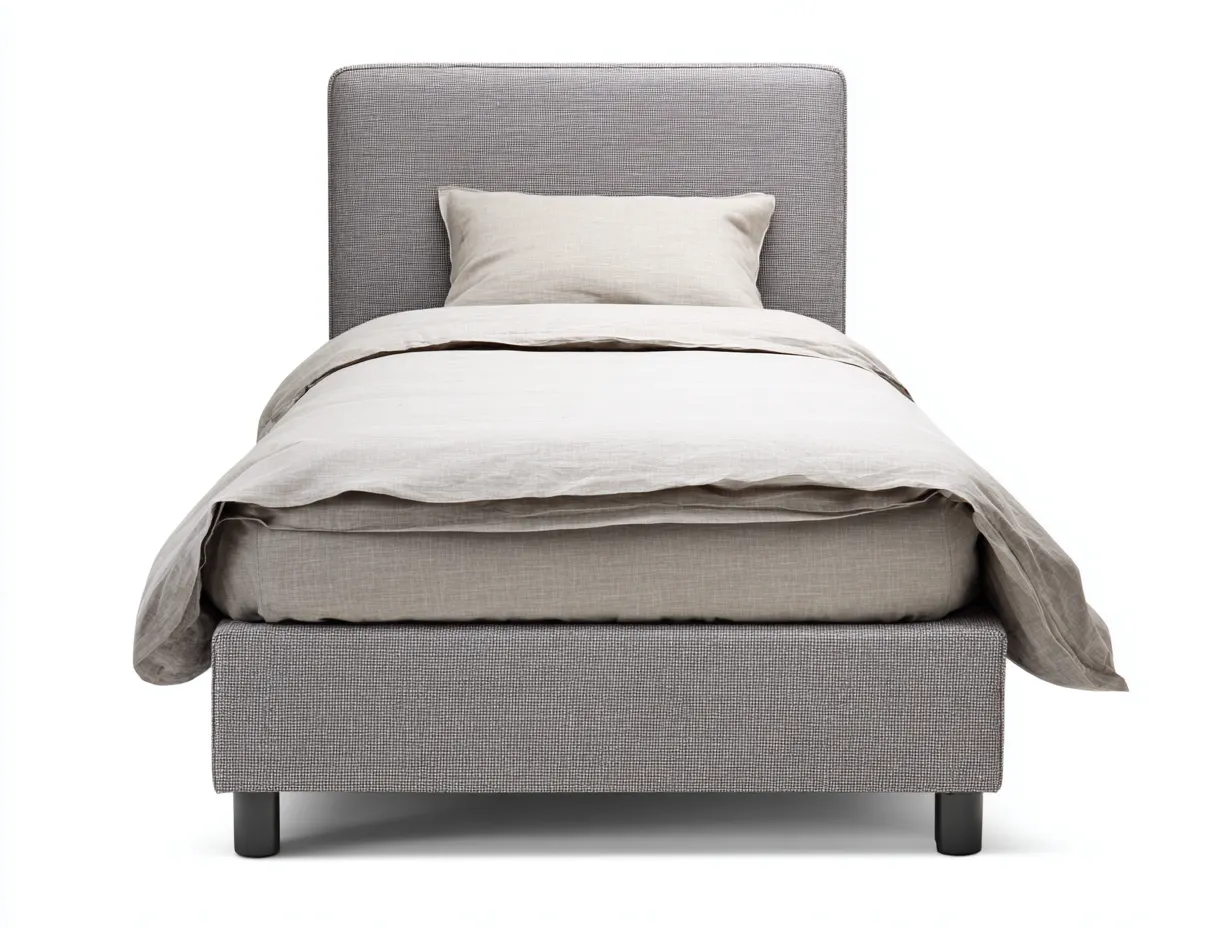 Lit simple tissu rembourré 200x90x95 cm - gris beige - design moderne adapté à la chambre-Marahadecor