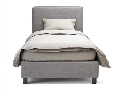 Lit simple tissu rembourré 200x90x95 cm - gris beige - design moderne adapté à la chambre-Marahadecor