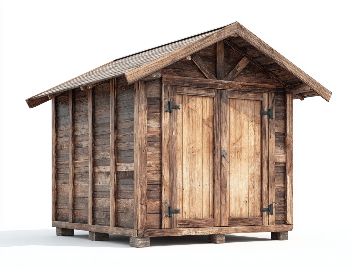 Abri de jardin bois avec double porte 260x180x210 cm - bois marron naturel - style rustique adapté au jardin extérieur-Marahadecor