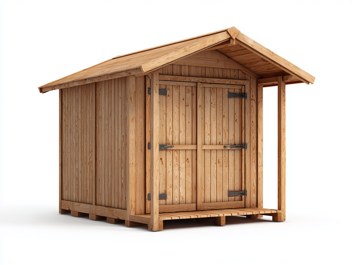 Abri de jardin bois avec double porte 250x180x210 cm - bois naturel - style classique adapté au jardin extérieur-Marahadecor