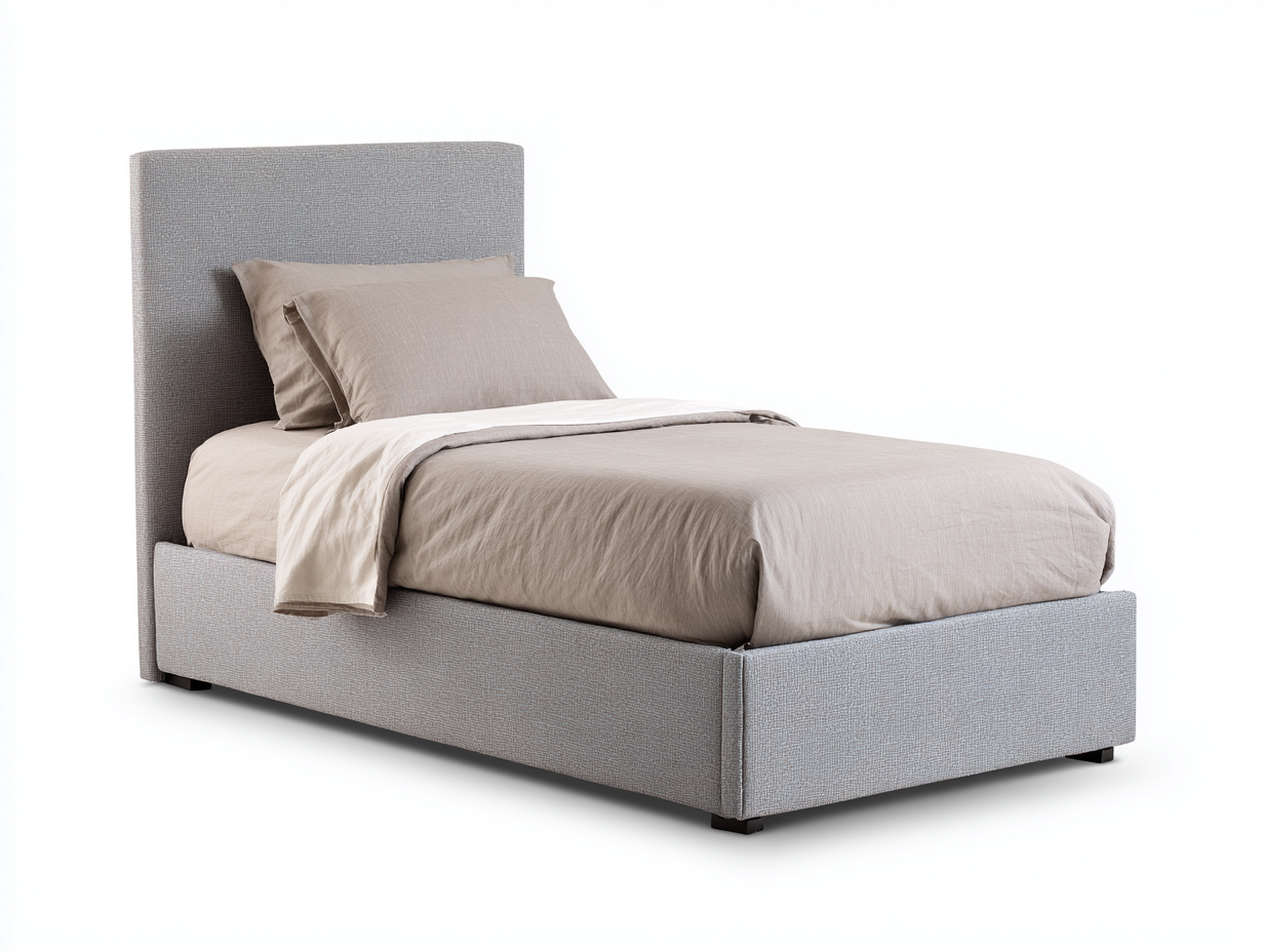 Lit simple tissu rembourré avec cadre bas 200x100x92 cm - gris clair - design moderne chambre-Marahadecor