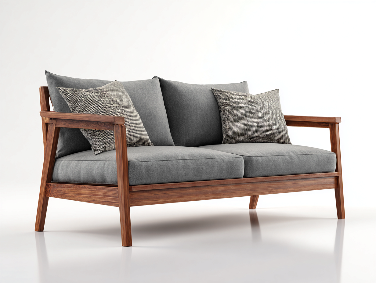 Canapé de jardin bois avec coussins 160x80x85 cm - bois naturel et gris - design moderne adapté au jardin extérieur-Marahadecor