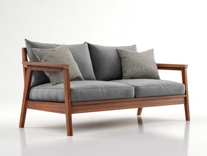 Canapé de jardin bois avec coussins 160x80x85 cm - bois naturel et gris - design moderne adapté au jardin extérieur-Marahadecor