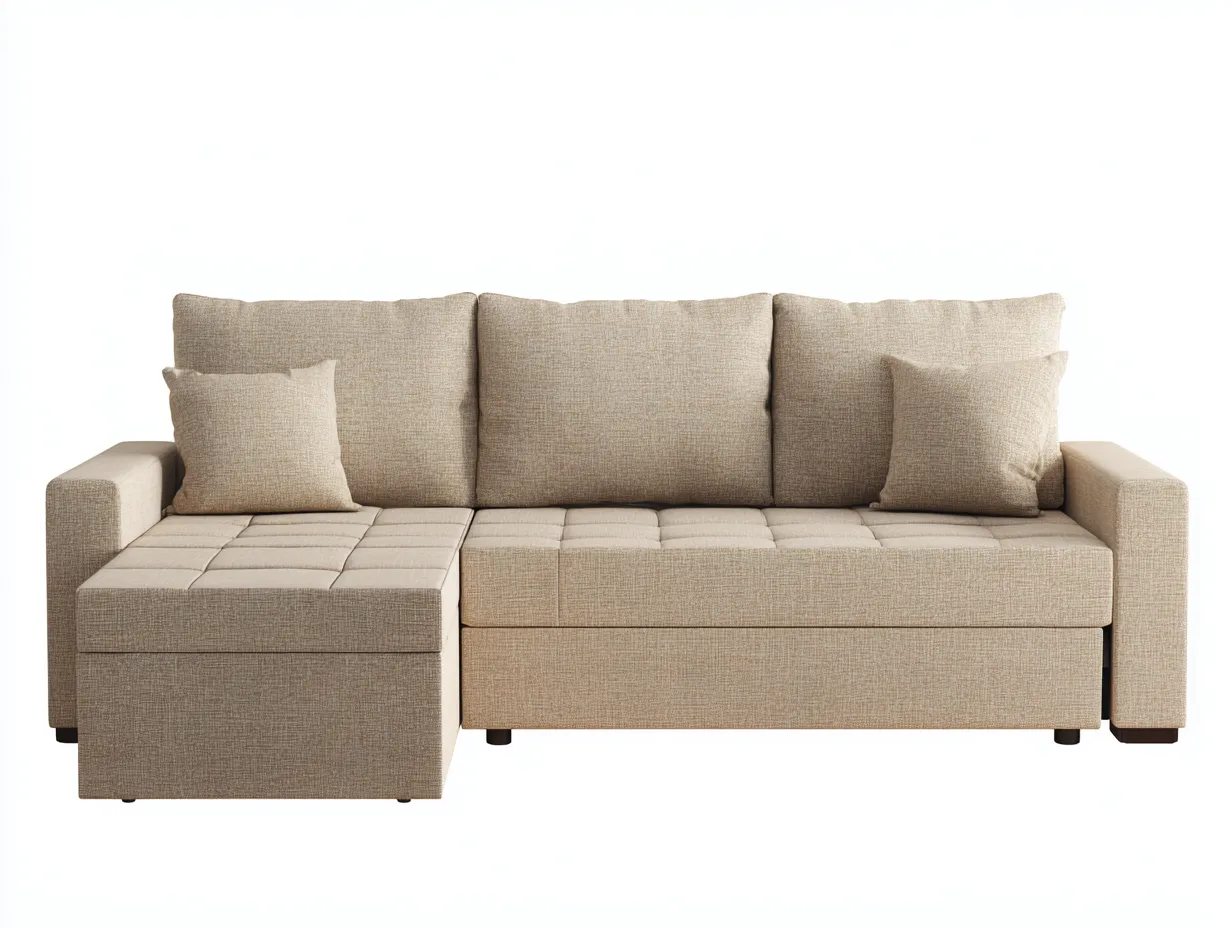 Canapé d'angle convertible tissu 235x150x85 cm - beige - design moderne - adapté au salon-Ravanest