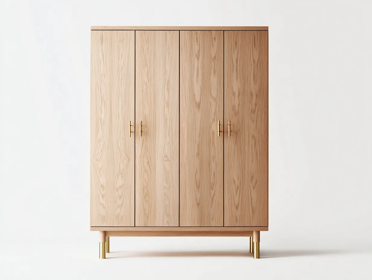 Armoire en bois 140x50x180 cm - couleur chêne clair - design moderne avec rangement pour chambre-Hamonocasa