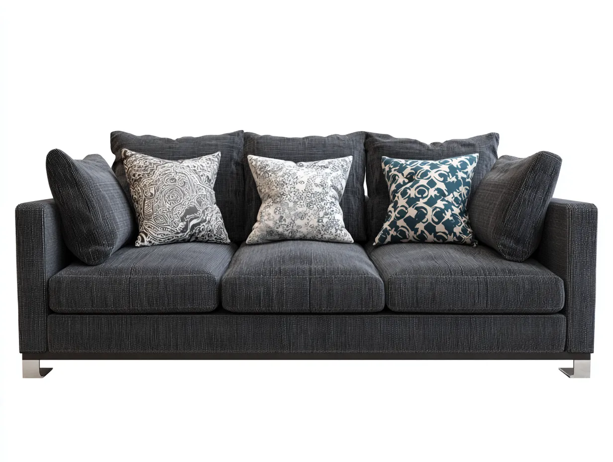 Canapé 3 places en tissu 210x90x85 cm - gris foncé - design moderne pour salon-Zanosihaus