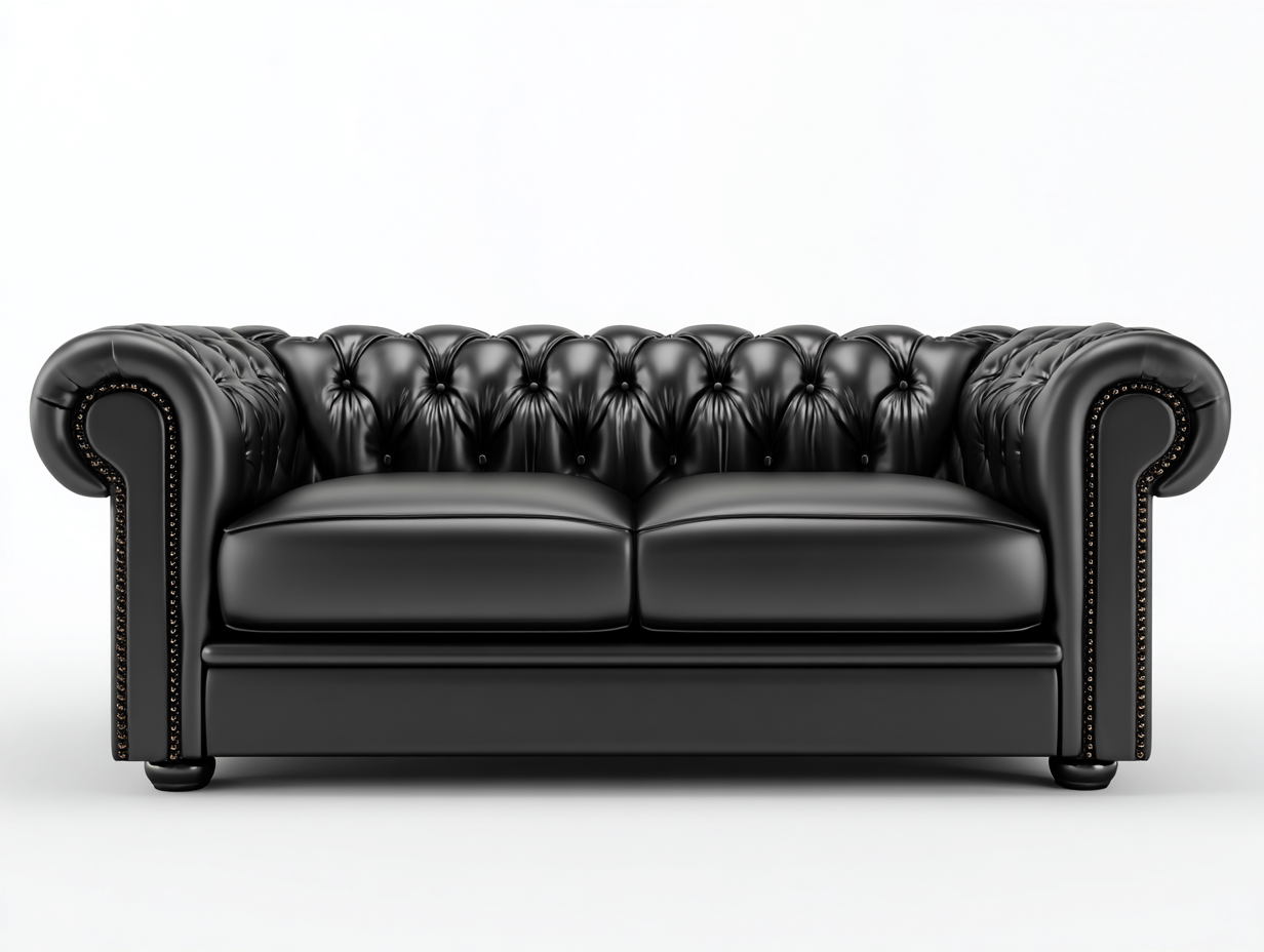 Canapé 2 places en cuir synthétique 170x90x75 cm - noir - style Chesterfield classique pour salon-Zanosihaus