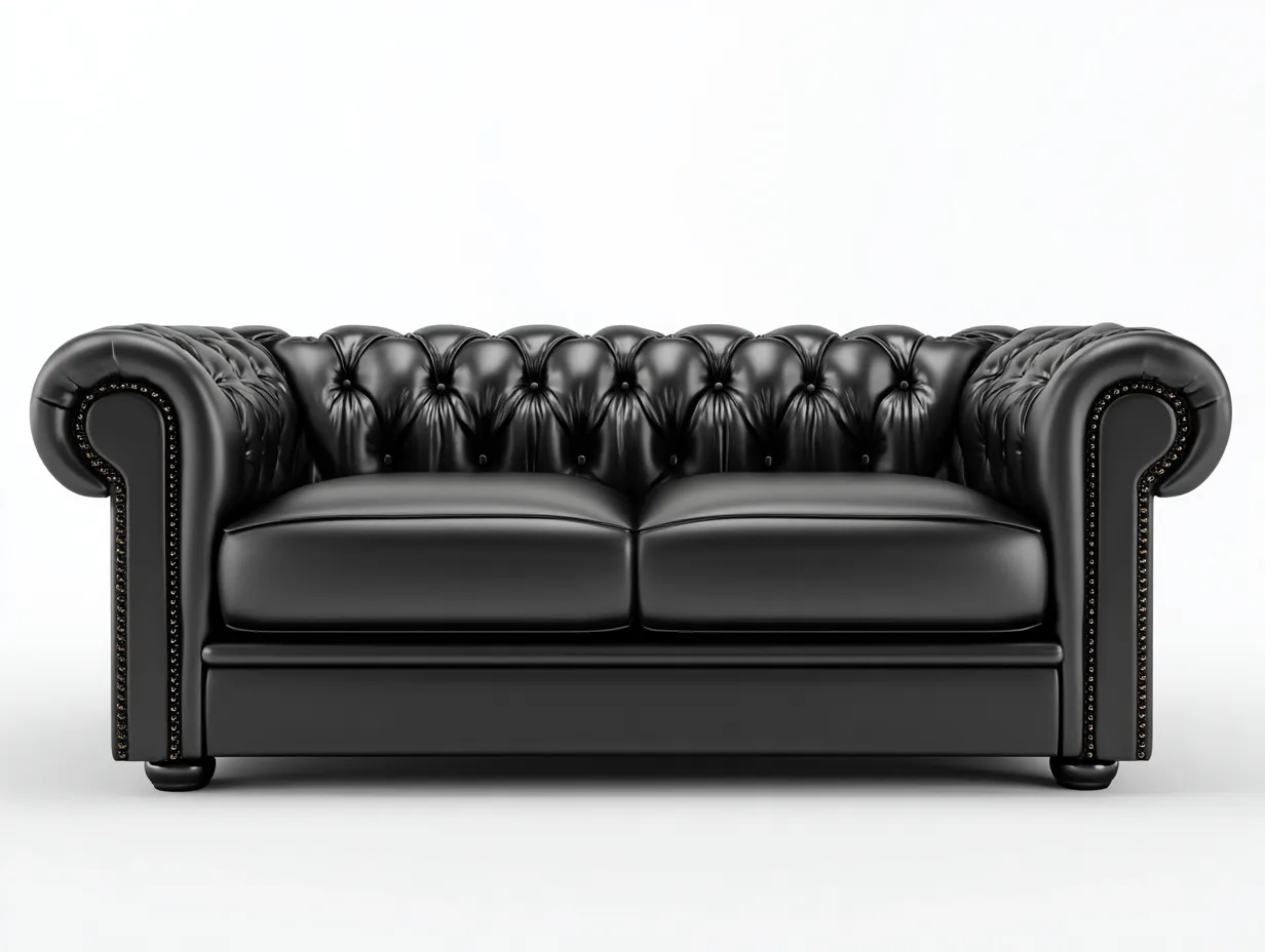 Canapé 2 places en cuir synthétique 170x90x75 cm - noir - style Chesterfield classique pour salon-Zanosihaus