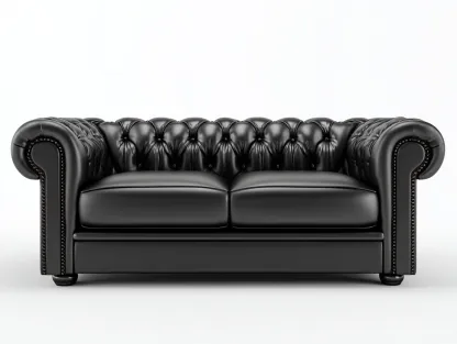 Canapé 2 places en cuir synthétique 170x90x75 cm - noir - style Chesterfield classique pour salon-Zanosihaus