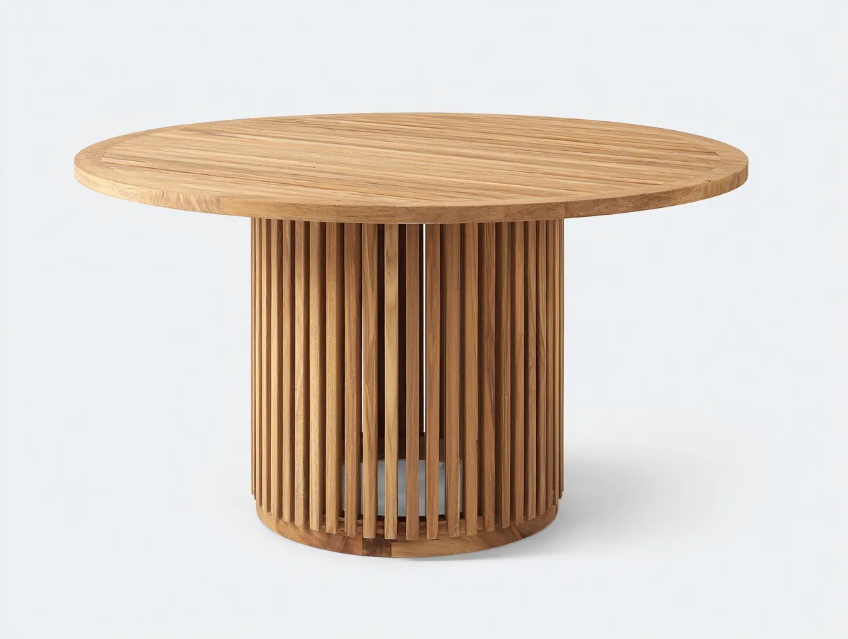 Table de jardin ronde bois massif 110x110x75 cm - bois naturel - design épuré extérieur-Vitavaabode