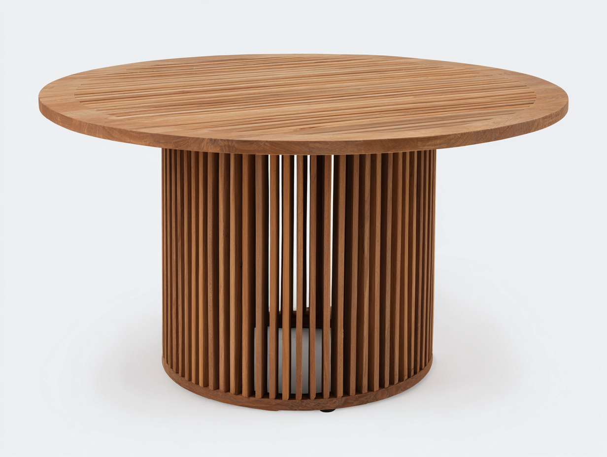Table de jardin ronde bois 130x130x75 cm - bois naturel - design moderne extérieur-Vitavaabode