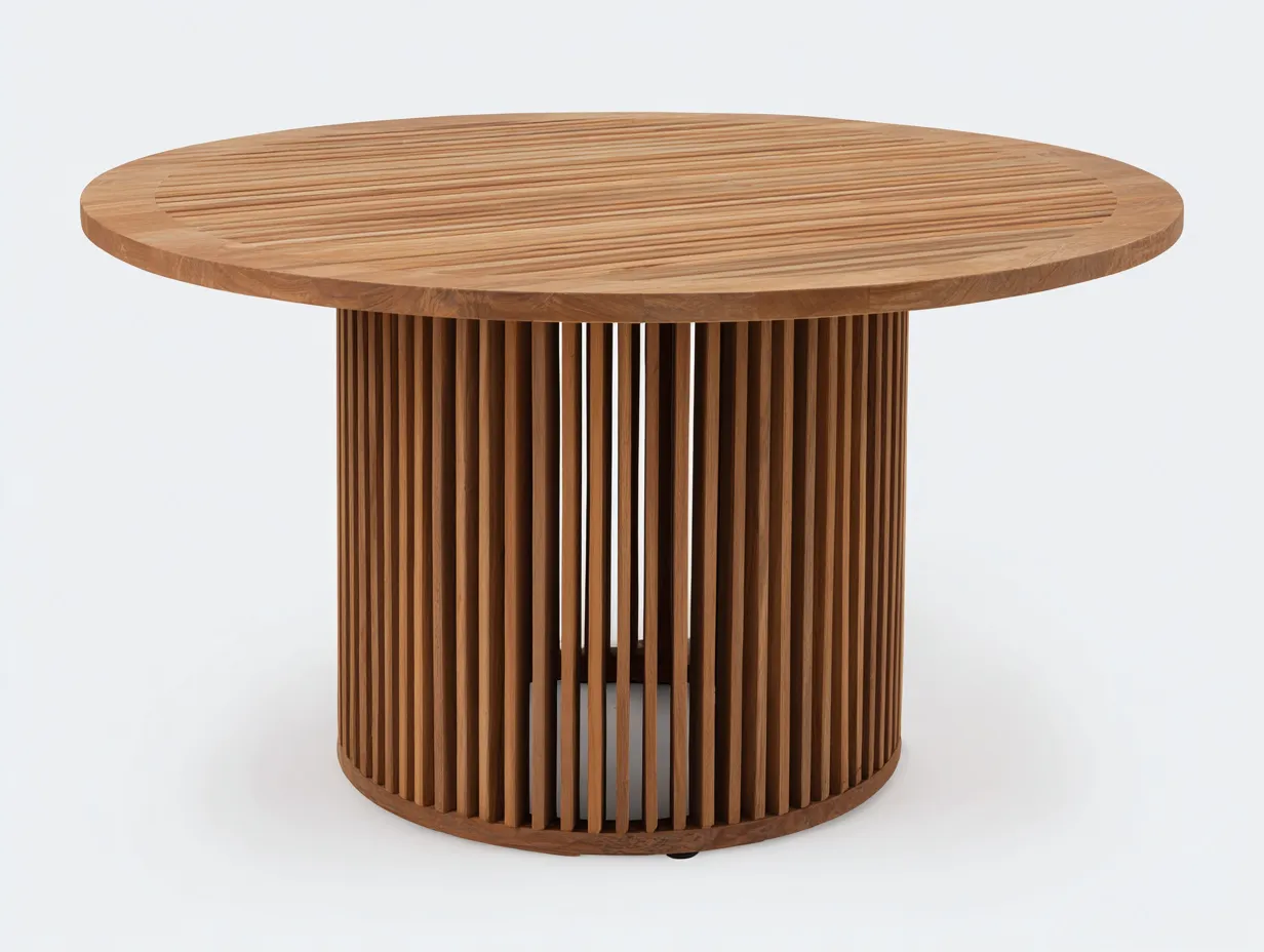 Table de jardin ronde bois 130x130x75 cm - bois naturel - design moderne extérieur-Vitavaabode
