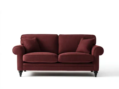 Canapé 2 places tissu 135x82x88 cm - rouge bordeaux - adapté pour salon - style classique confortable-Vitavaabode