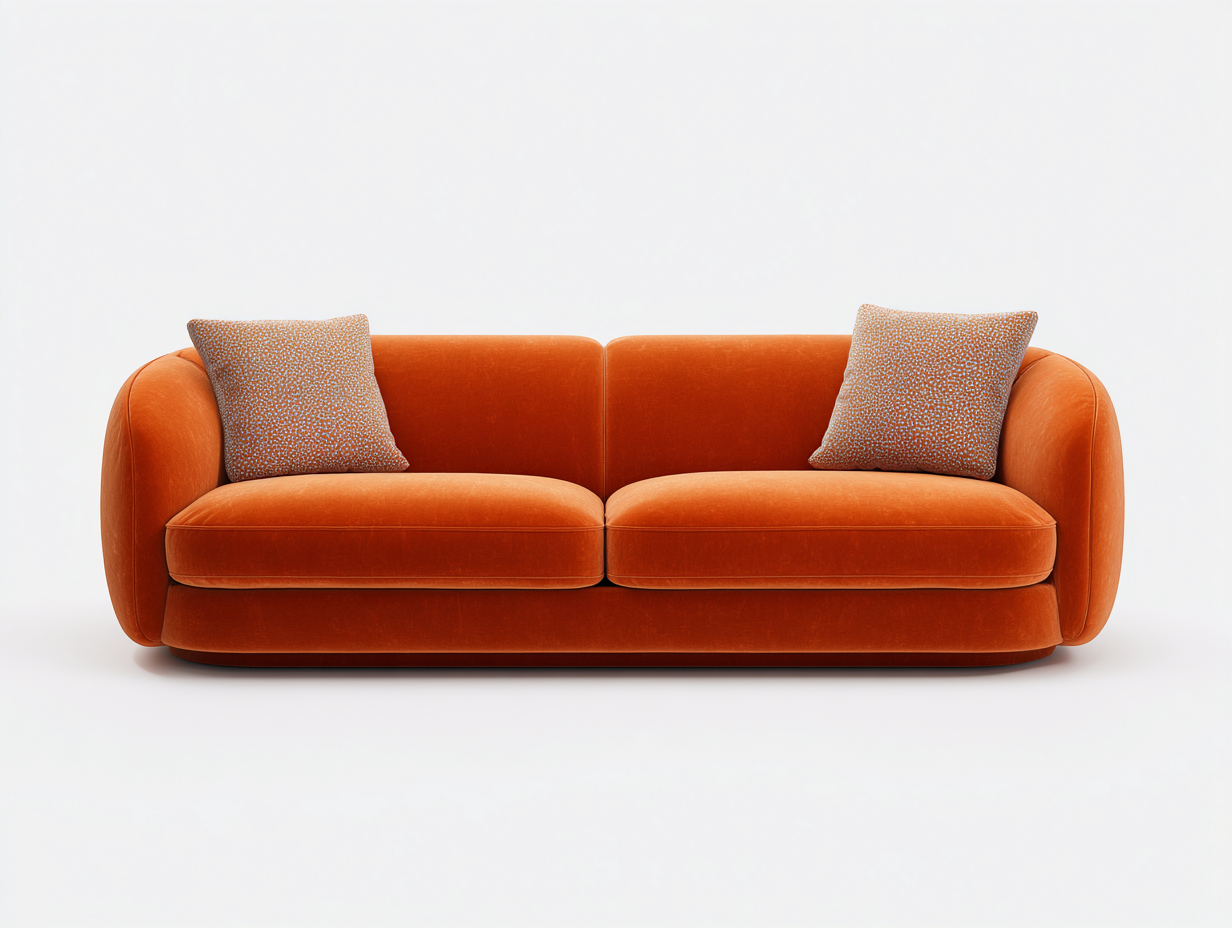 Canapé 2 places velours 140x88x80 cm - orange - adapté pour salon - design contemporain confortable-Vitavaabode