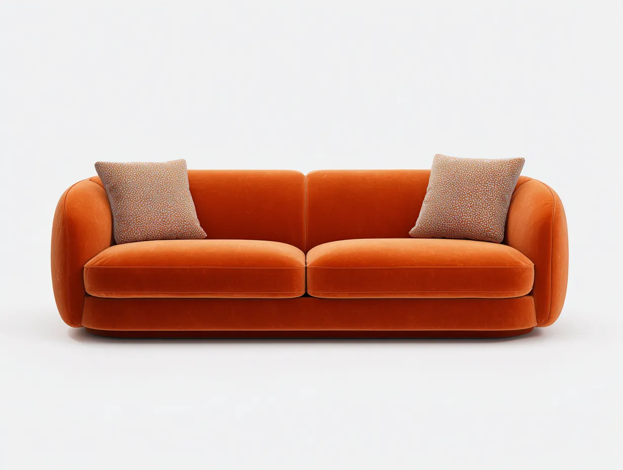 Canapé 2 places velours 140x88x80 cm - orange - adapté pour salon - design contemporain confortable-Vitavaabode