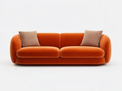 Canapé 2 places velours 140x88x80 cm - orange - adapté pour salon - design contemporain confortable-Vitavaabode
