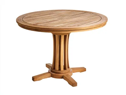 Table de jardin ronde bois 100x100x75 cm - bois naturel - design compact extérieur-Vitavaabode