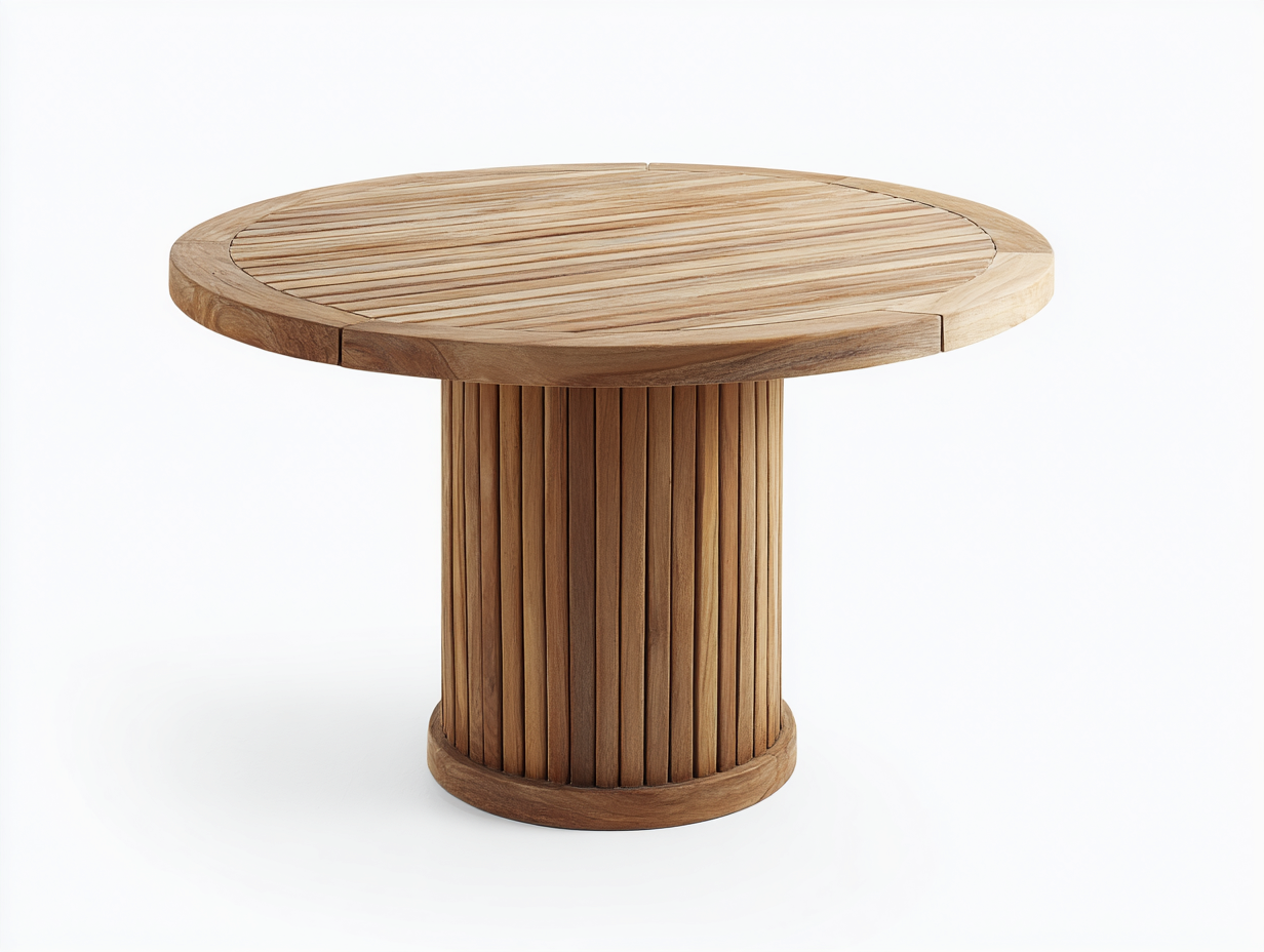 Table de jardin en bois massif diamètre 110x75 cm - marron - adapté pour extérieur design rond-Vitavaabode
