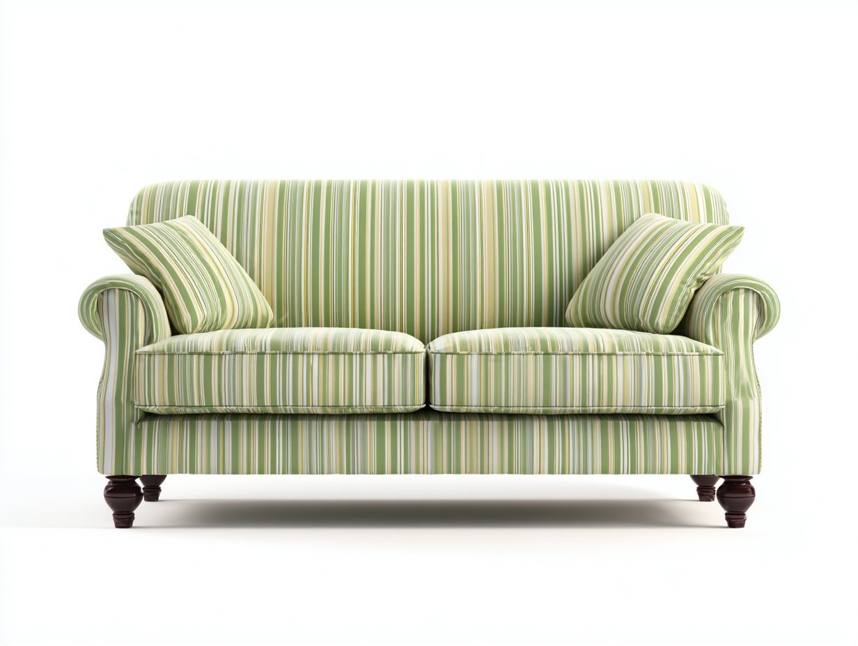 Canapé 2 places tissu rayé 135x85x90 cm - vert clair-blanc - adapté pour salon - style classique élégant-Vitavaabode