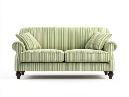 Canapé 2 places tissu rayé 135x85x90 cm - vert clair-blanc - adapté pour salon - style classique élégant-Vitavaabode