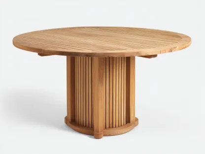 Table de jardin en bois massif diamètre 120x75 cm - marron - adapté pour extérieur design rond-Vitavaabode
