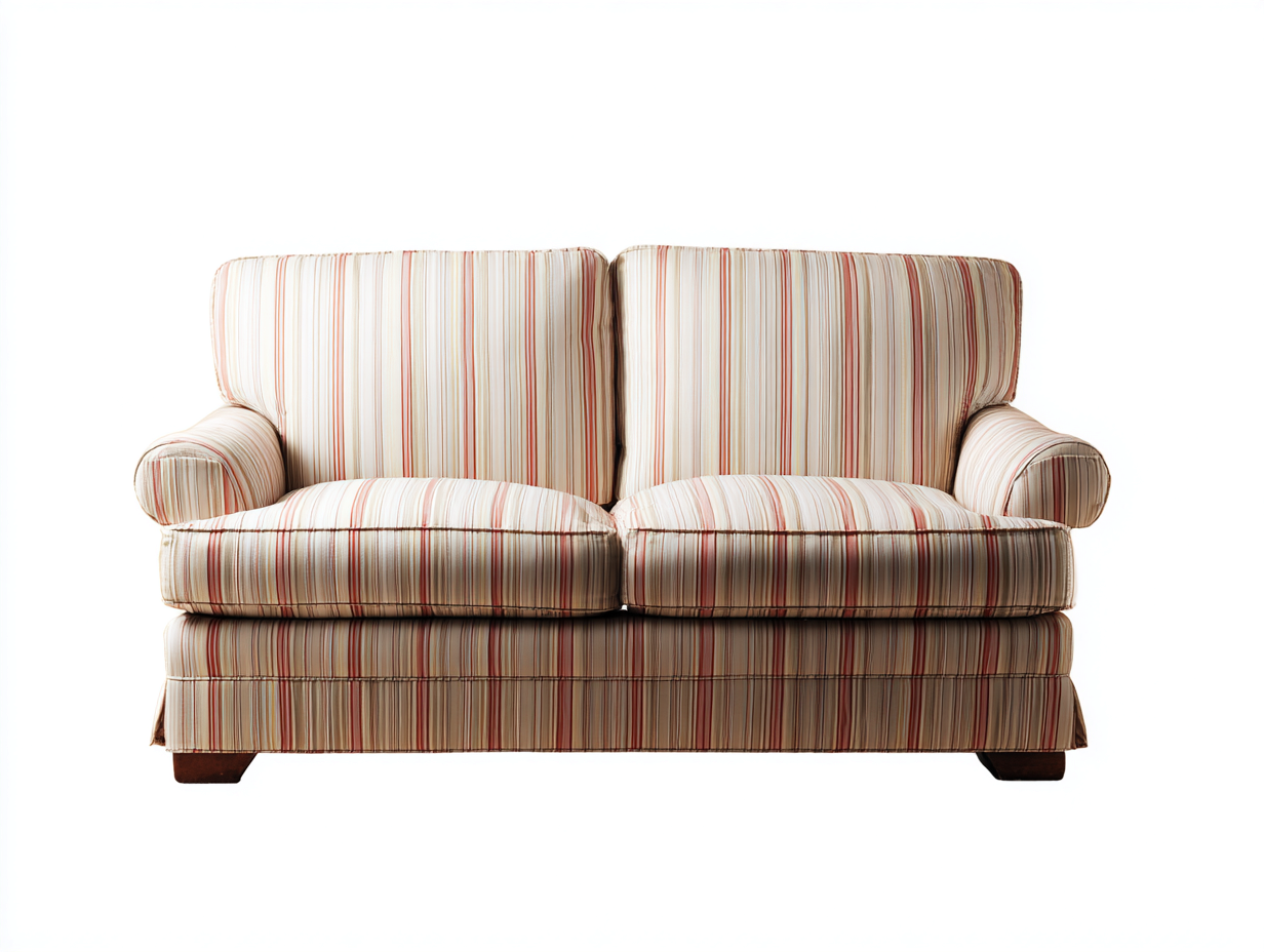 Canapé 2 places en tissu rayé 155x88x82 cm - beige-rouge - style classique pour salon-Vitavaabode