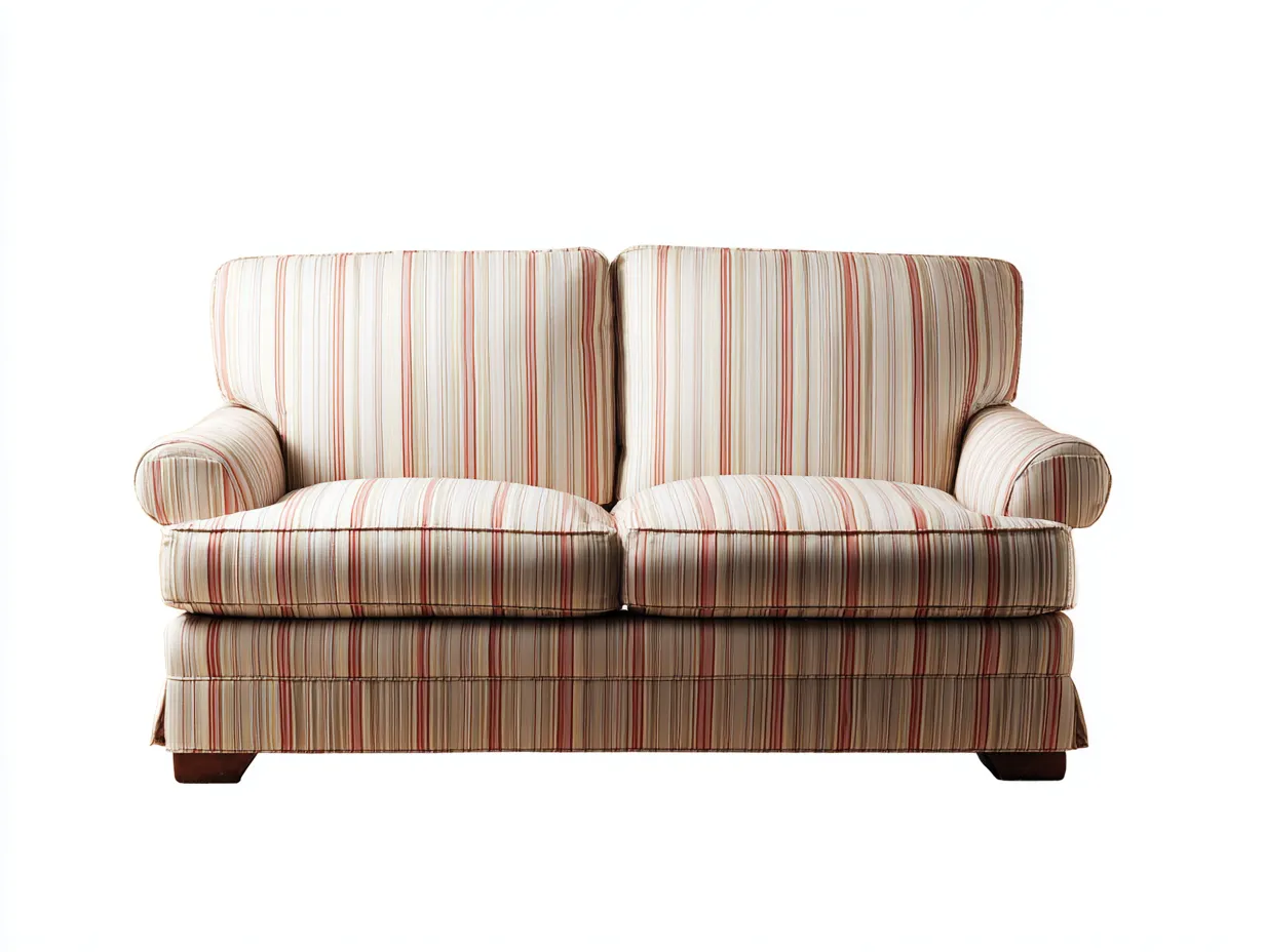 Canapé 2 places en tissu rayé 155x88x82 cm - beige-rouge - style classique pour salon-Vitavaabode