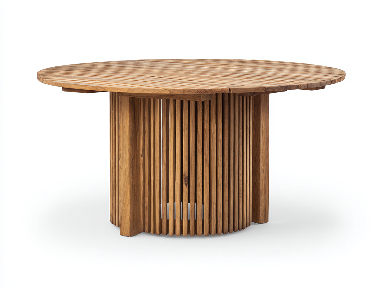 Table de jardin ronde bois 120x120x75 cm - bois naturel - design moderne extérieur-Vitavaabode