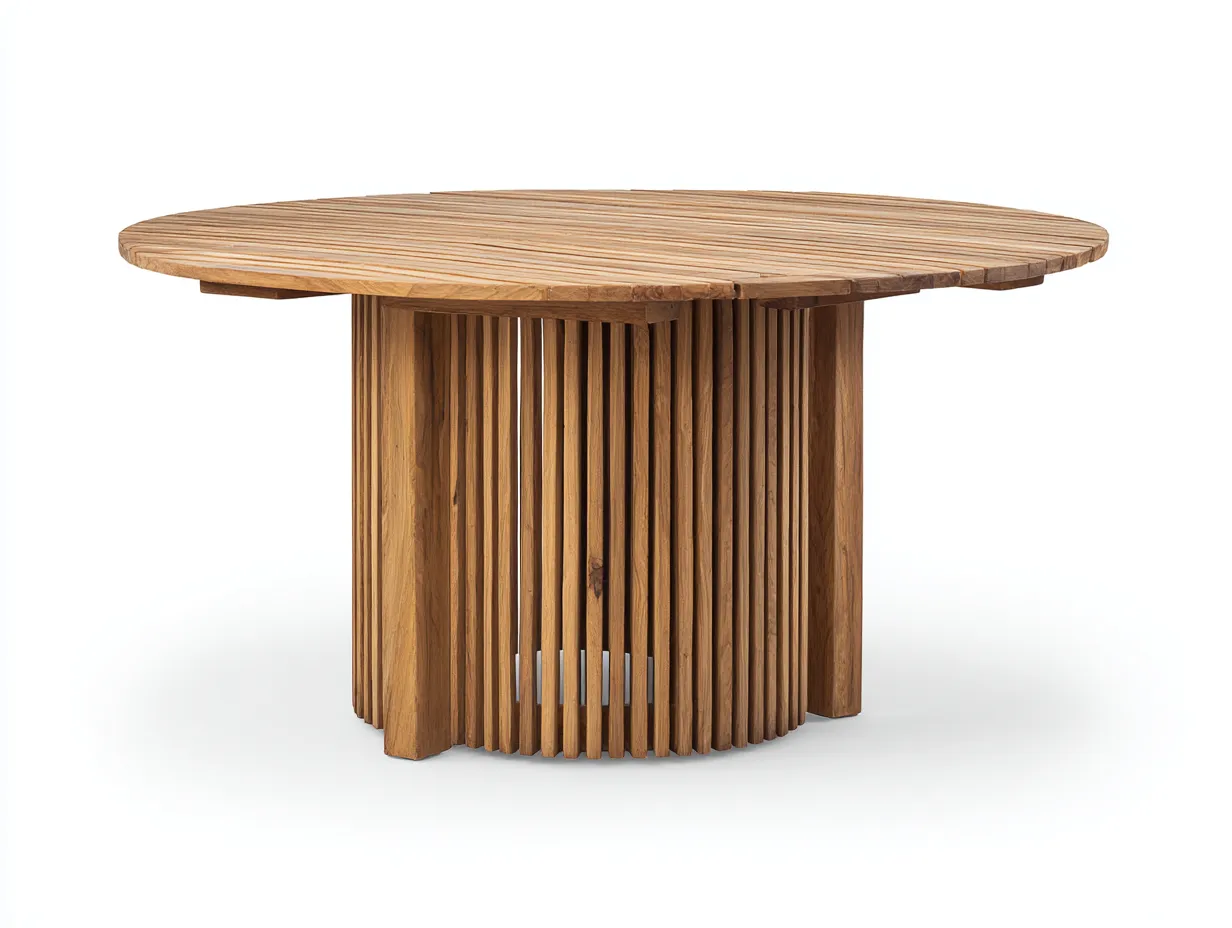 Table de jardin ronde bois 120x120x75 cm - bois naturel - design moderne extérieur-Vitavaabode