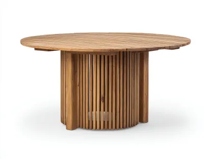 Table de jardin ronde bois 120x120x75 cm - bois naturel - design moderne extérieur-Vitavaabode