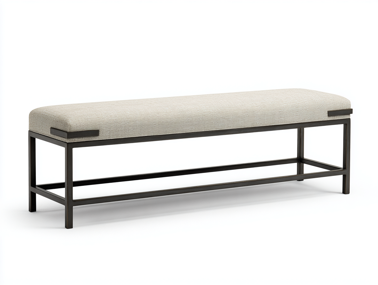 Banc-tissu-155x42x46cm-beige-metalnoir-stylecontemporain-Haviaiadwell