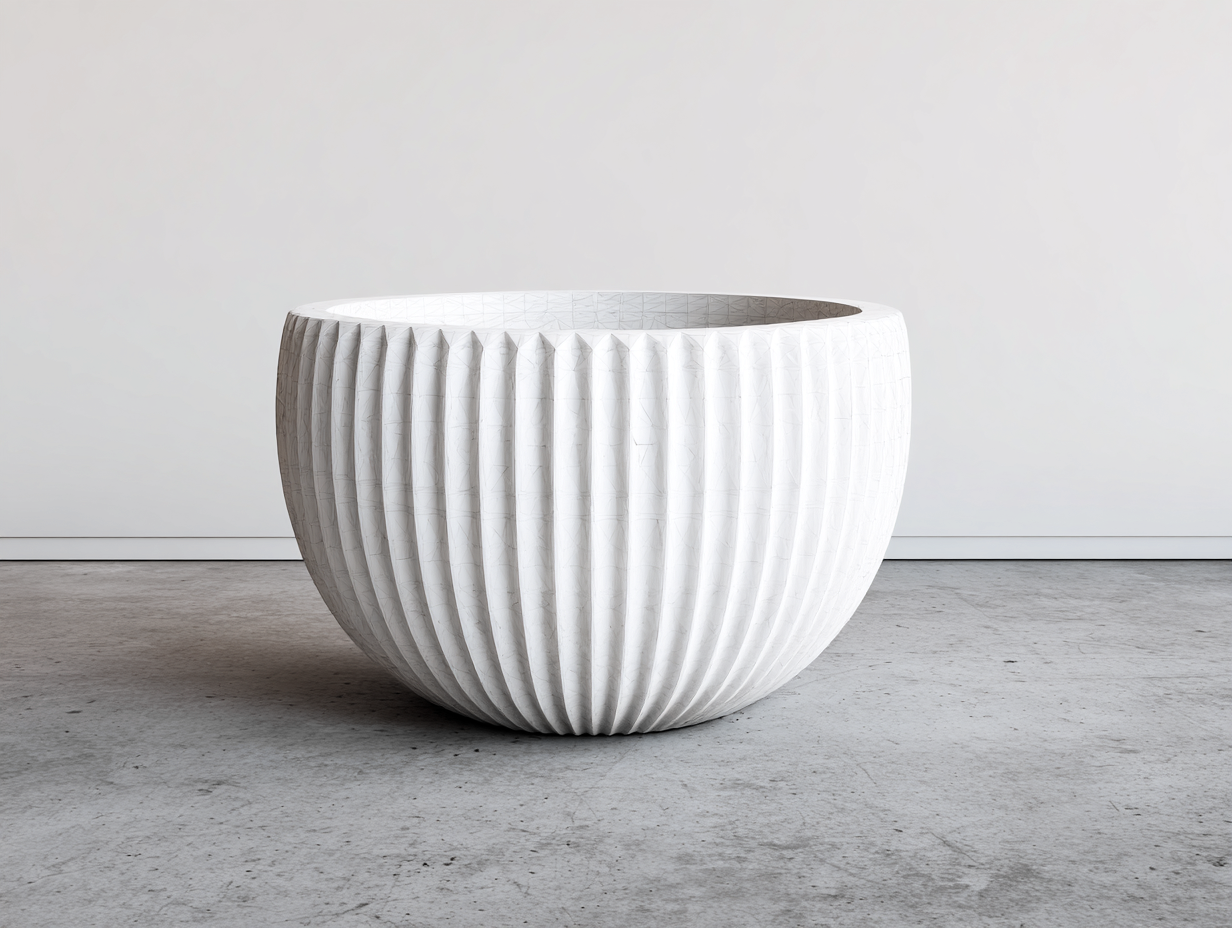 Pot de fleurs-céramique-45x45x30cm-blanc-styletexturéextérieur-Lizovahome