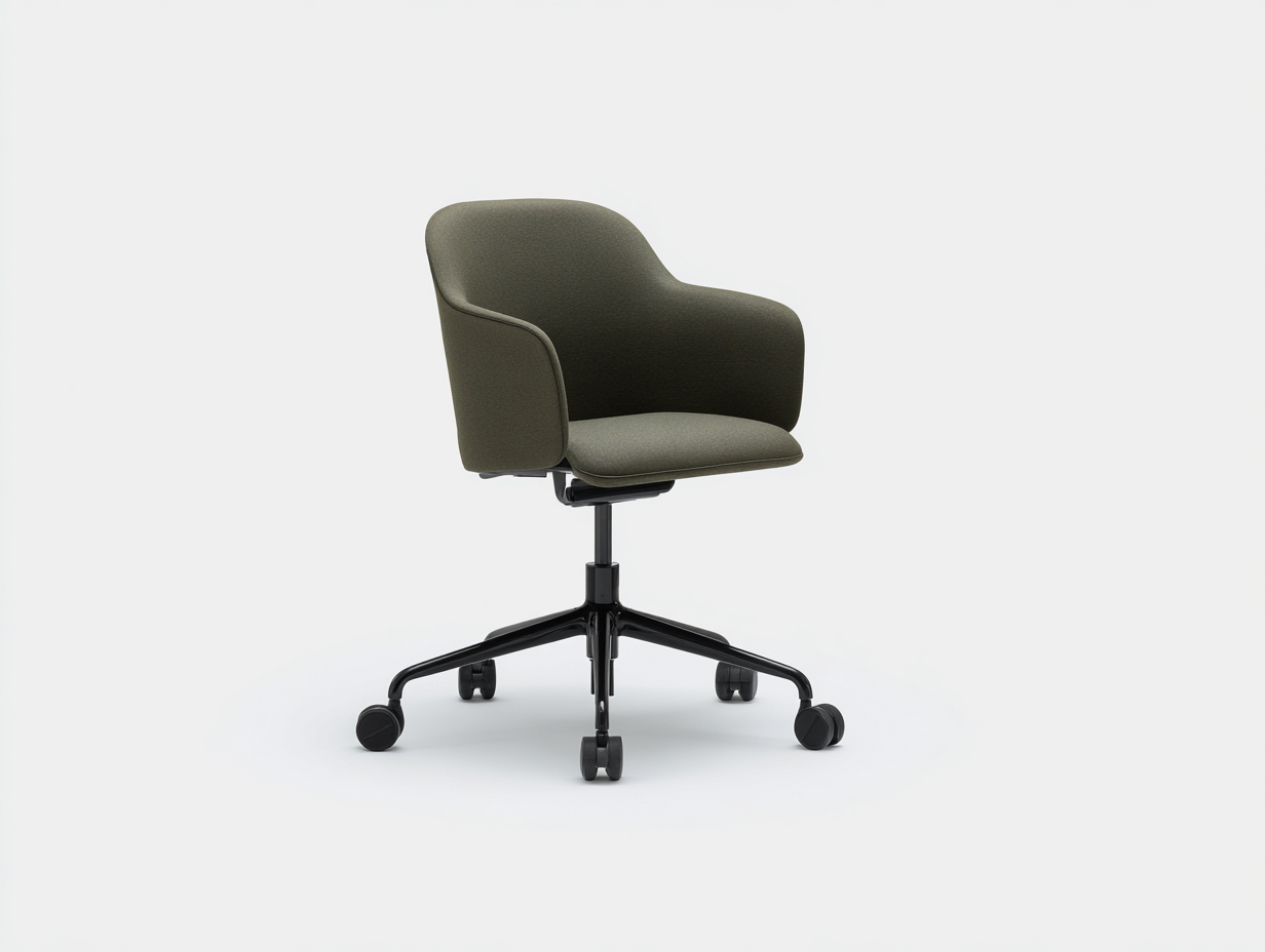 Chaise de bureau-tissu texturé-62x61x87 cm-vert kaki-forme arrondie pivotante-Lizovahome