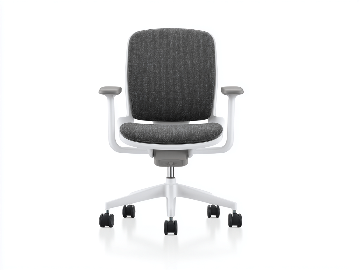 Chaise-de-bureau-tissu-62x62x98cm-gris-foncé-structure-blanche-accoudoirs-ergonomique-roulette-Varilonest