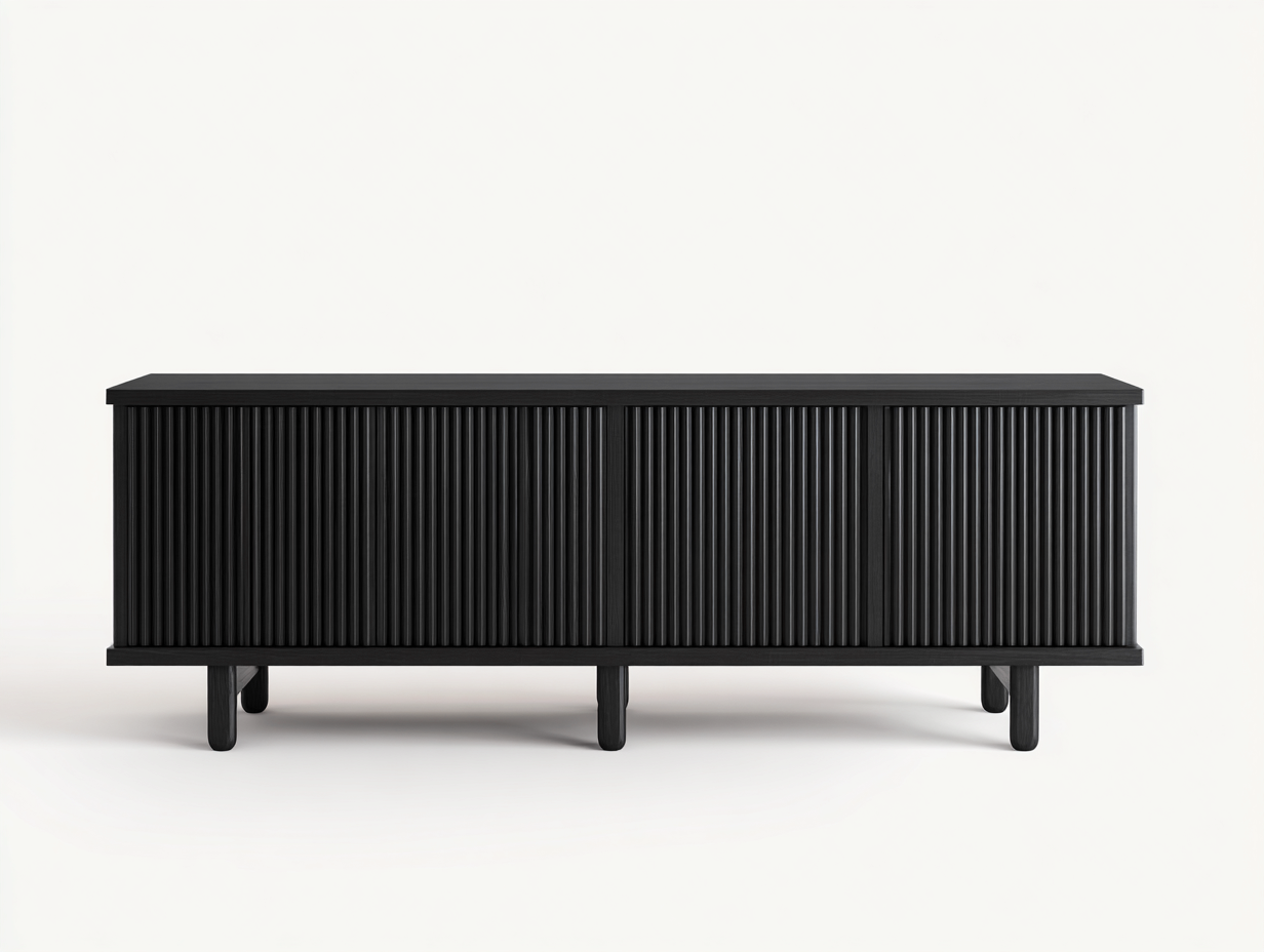 MeubleTV-bois-noir-220x40x55cm-salon-design-lignes-verticales-modernes-Varilonest