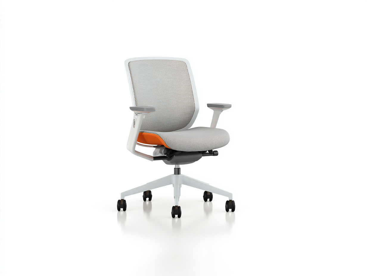 Chaise-de-bureau-maille-tissu-63x63x102cm-gris-clair-support-lombaire-structure-blanche-roulette-Varilonest
