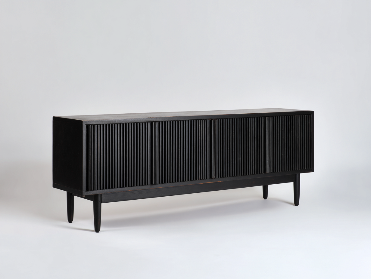 MeubleTV-bois-noir-200x40x55cm-salon-style-moderne-texture-linéaire-Varilonest