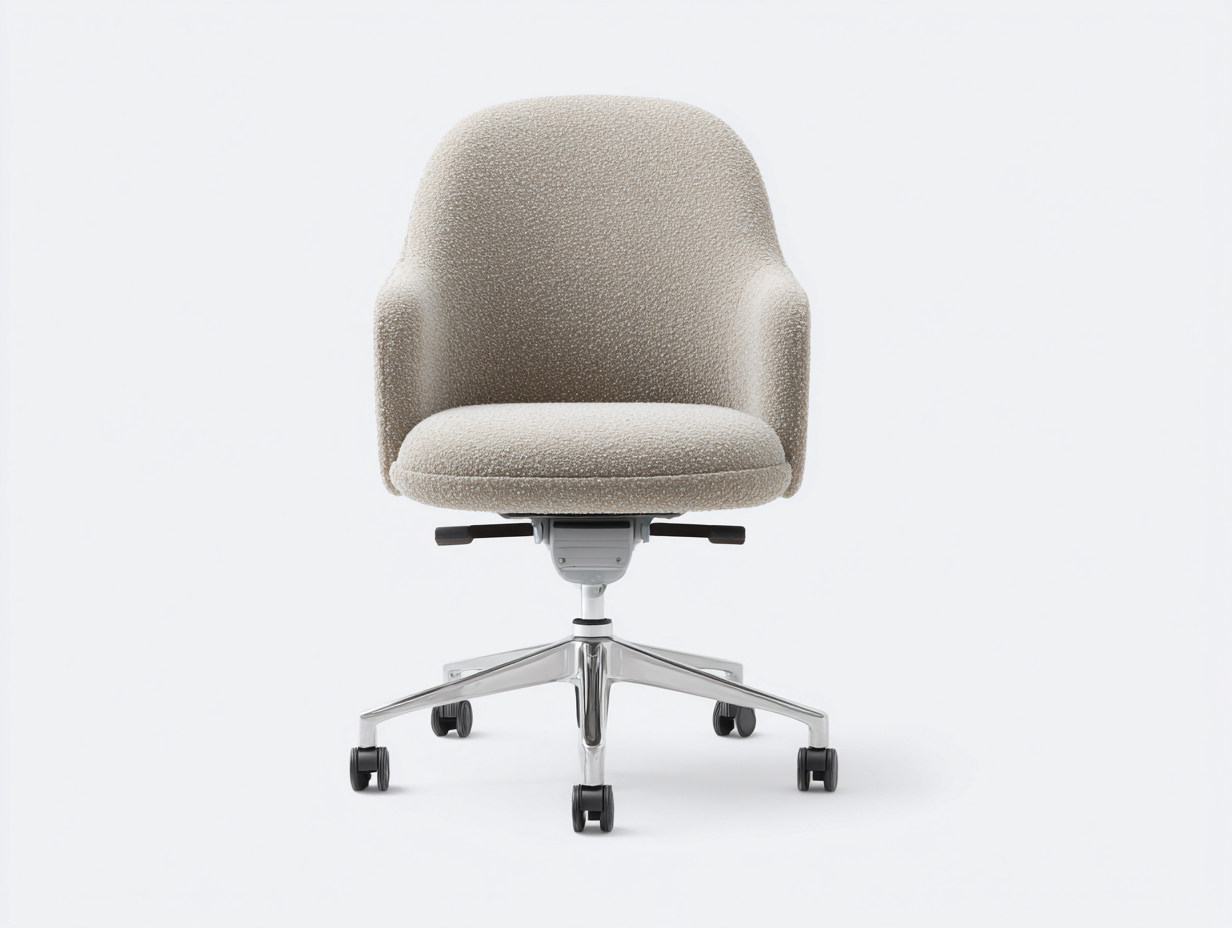 Chaise-de-bureau-tissu-bouclé-60x60x90cm-beige-clair-base-métal-roulette-design-confort-Varilonest