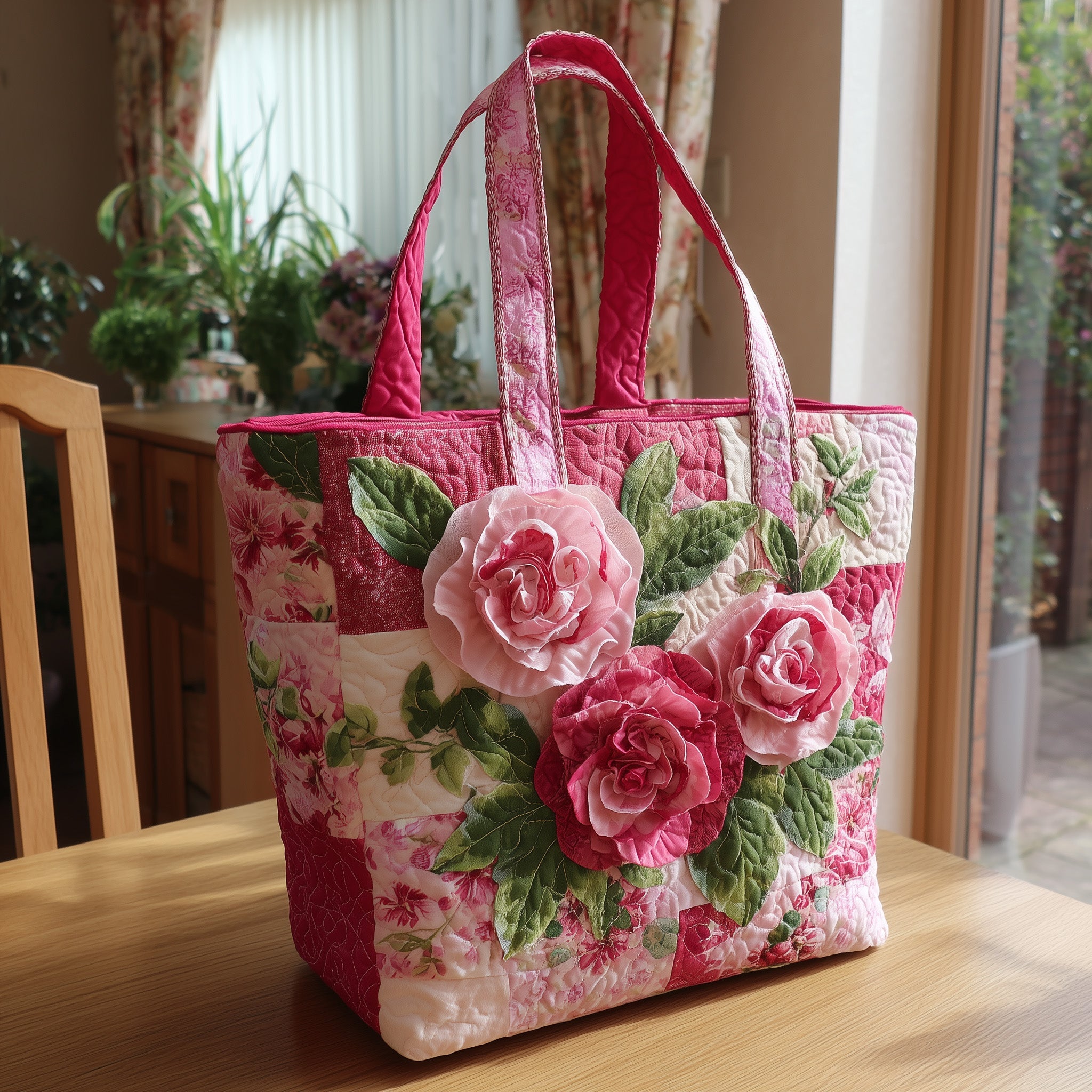 Strong Bloom Quilted Tote Bag-Mega-Craft