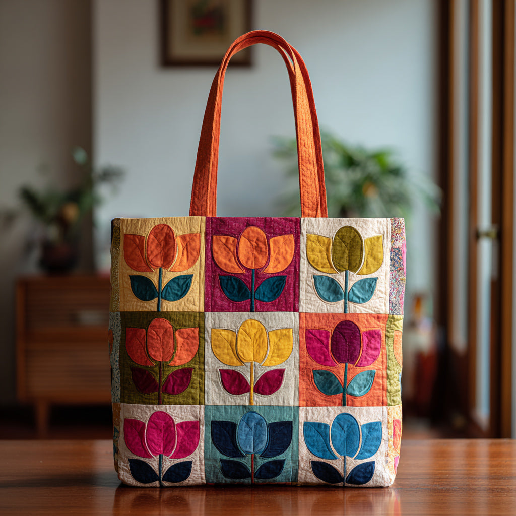 Rose Flower Quilted Tote Bag NCU0HH600-Mega-Craft
