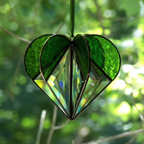 💕Handmade Stained Heart-shaped Suncatcher, BUY 2 FREE SHIPPING!
