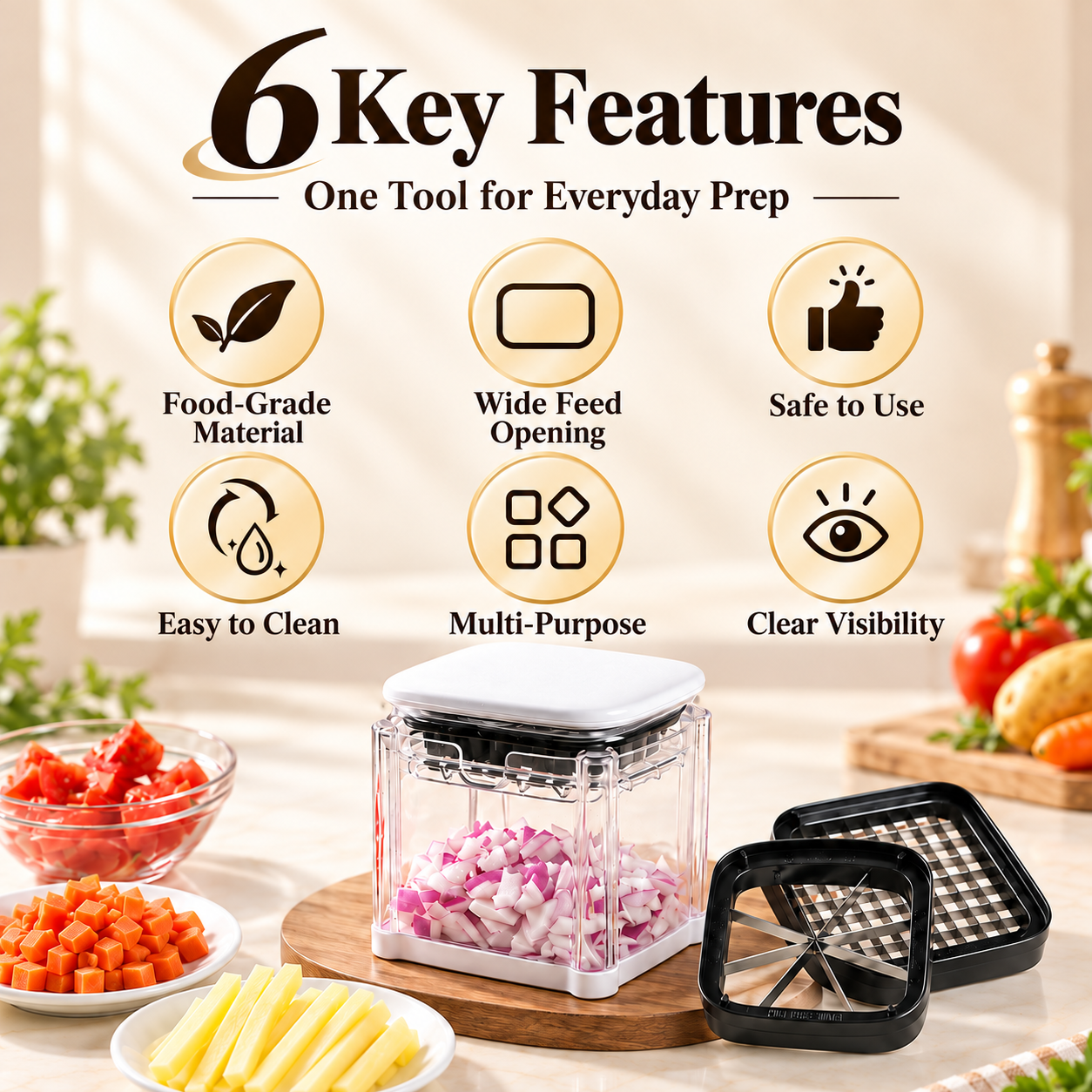 Press Chopper Multi Functional Food Chopper Slice